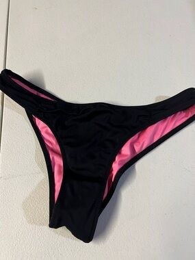 PINK Victoria's Secret itsy mini Black Bikini Bottom with Pink Lining